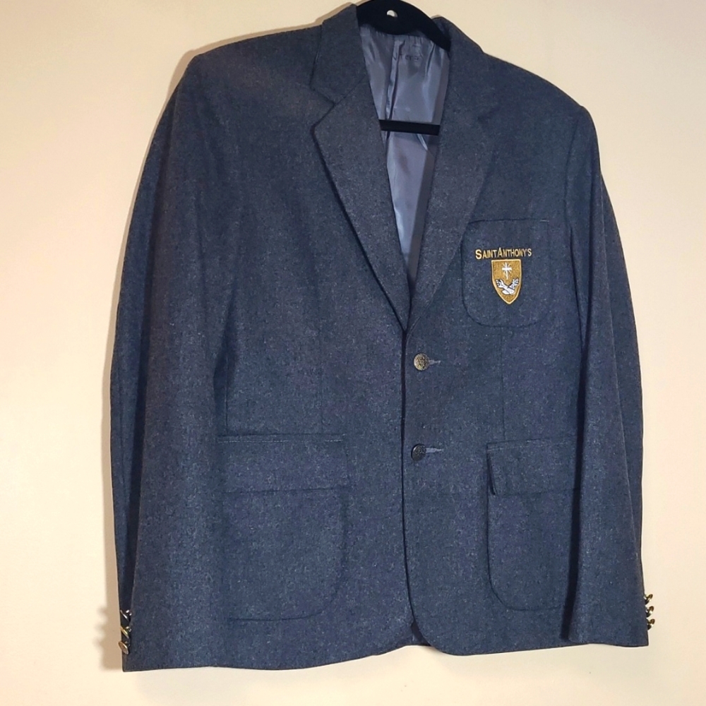 Flynn O'Hara Gray Wool Blazer / Jacket , St. Anthony's Emblem, 18R